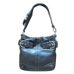 Coach Soho black leather slim duffle shoulder bag